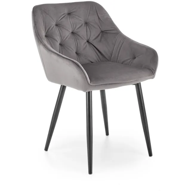 Halmar K487 Serie - Grijs Velvet Eetkamerstoel - Ergonomisch - Metalen Frame Grijs;Zwart
