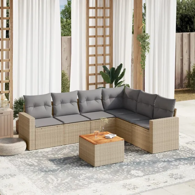 vidaXL Patio Sofa Set 6-zits Beige mix en grijs, foto 2