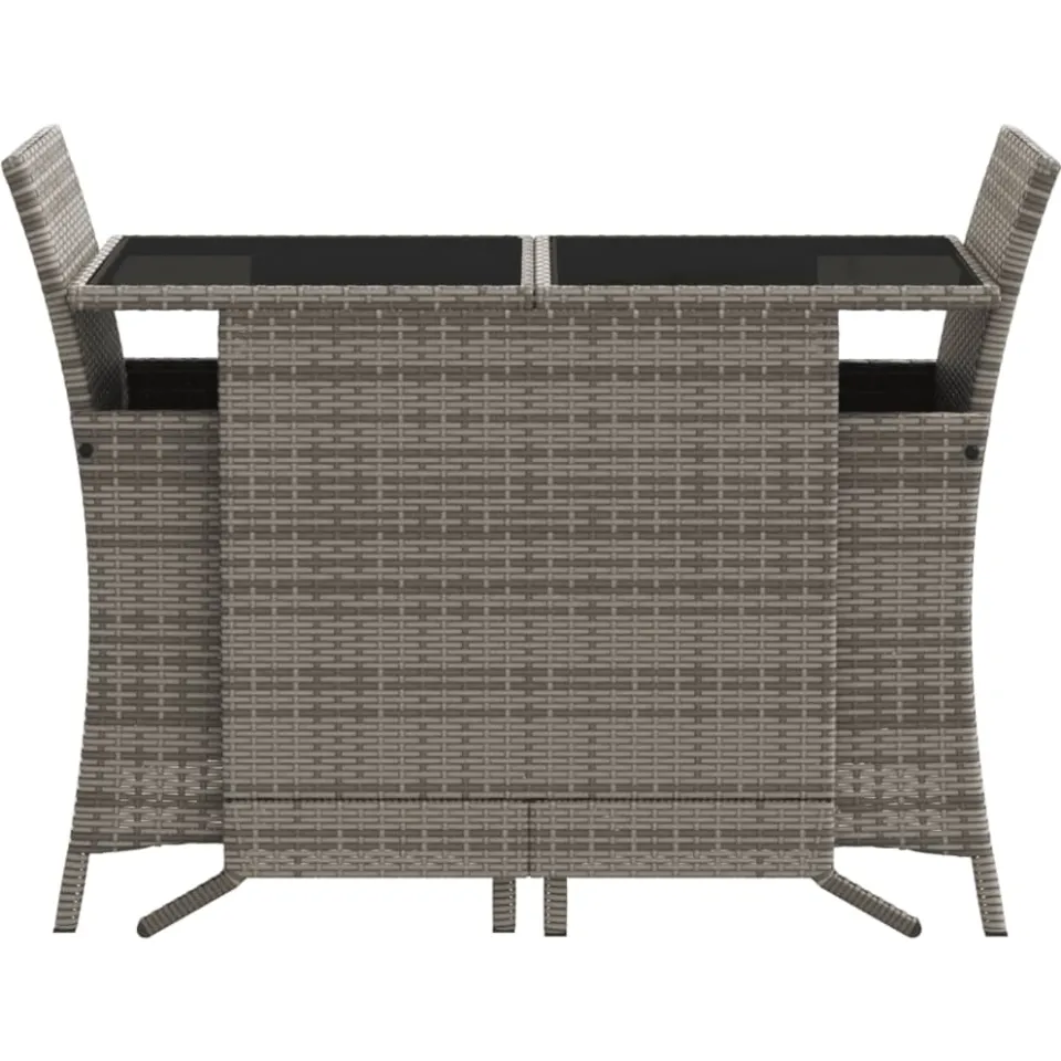 vidaXL 3-delige Bistroset met kussens poly rattan grijs, foto 3