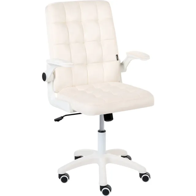 Beliani DANDY - Bureaustoel - Off-white - Fluweel Wit