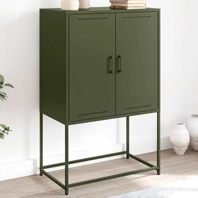 vidaXL Hoge kast 68,5x38,5x107 cm staal olijfgroen
