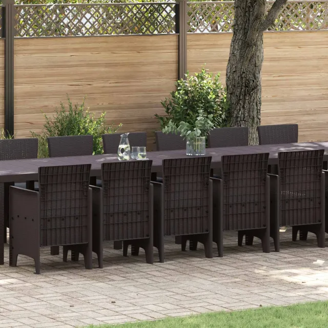 vidaXL Tuin Eettafelset met kussens 17 st Bruin PP