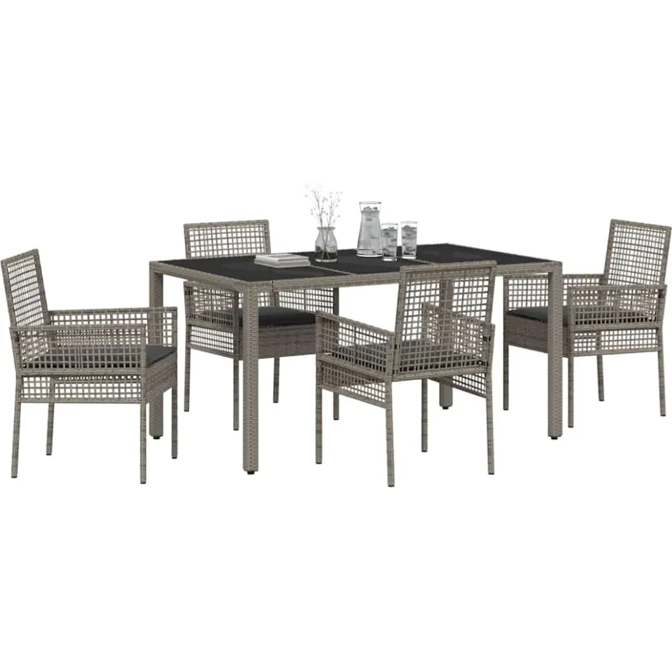 vidaXL Tuin eettafelset 5 st Grijs poly rattan