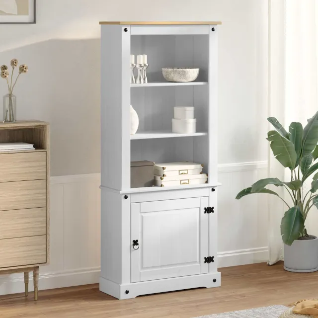 vidaXL Hoge kast Wit 74 x 38 x 170 cm Massief grenenhout, foto 2