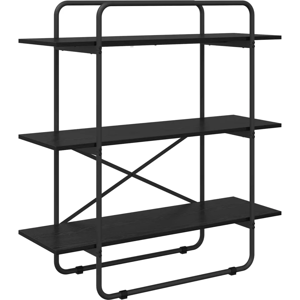 vidaXL Boekenrek 3-laags 100 x 35 x 105 cm PB Zwart eiken, foto 3