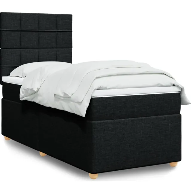 vidaXL Boxspring met matras stof zwart 100x200 cm