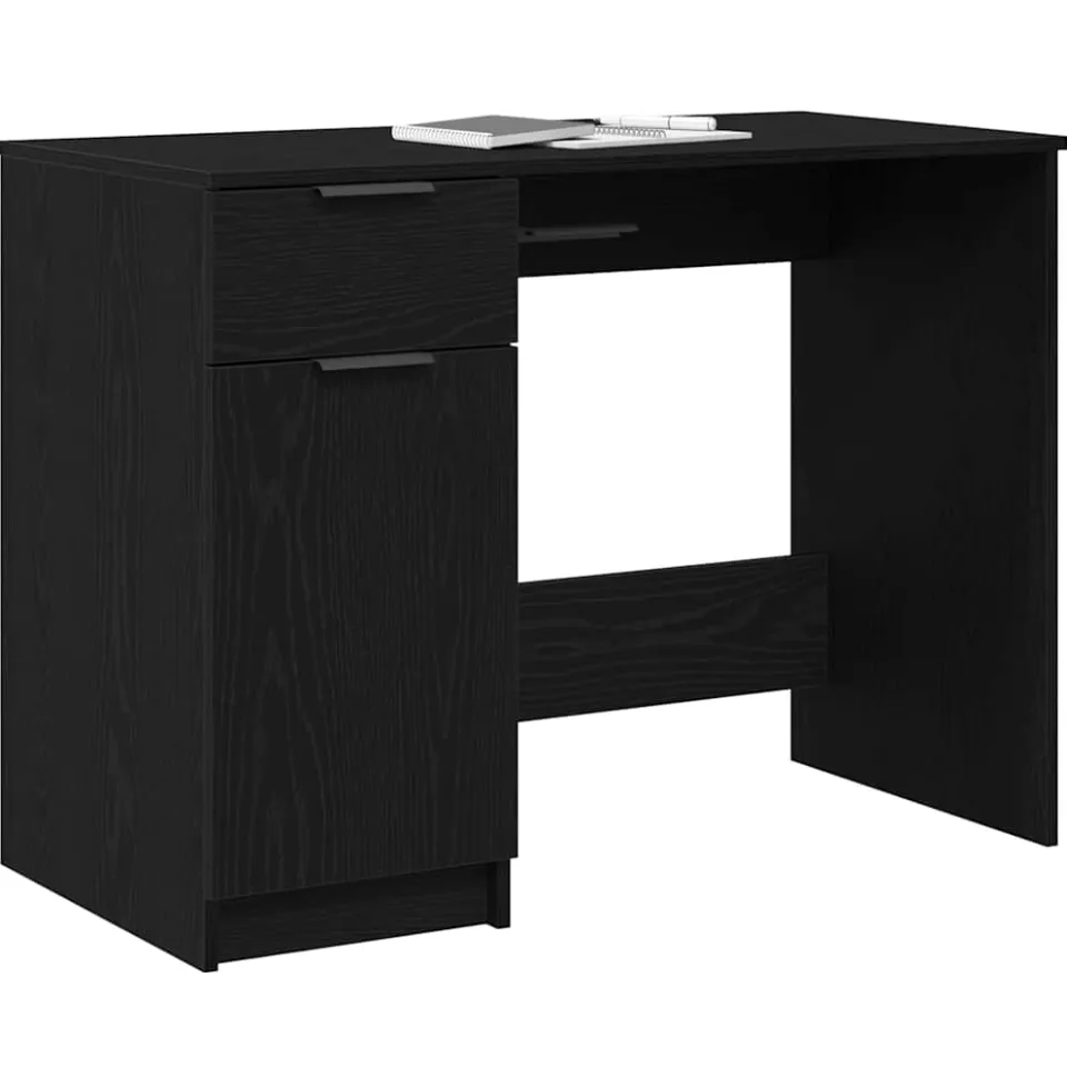 vidaXL Bureau Zwart Eiken Bewerkt hout 100 x 50 x 75 cm