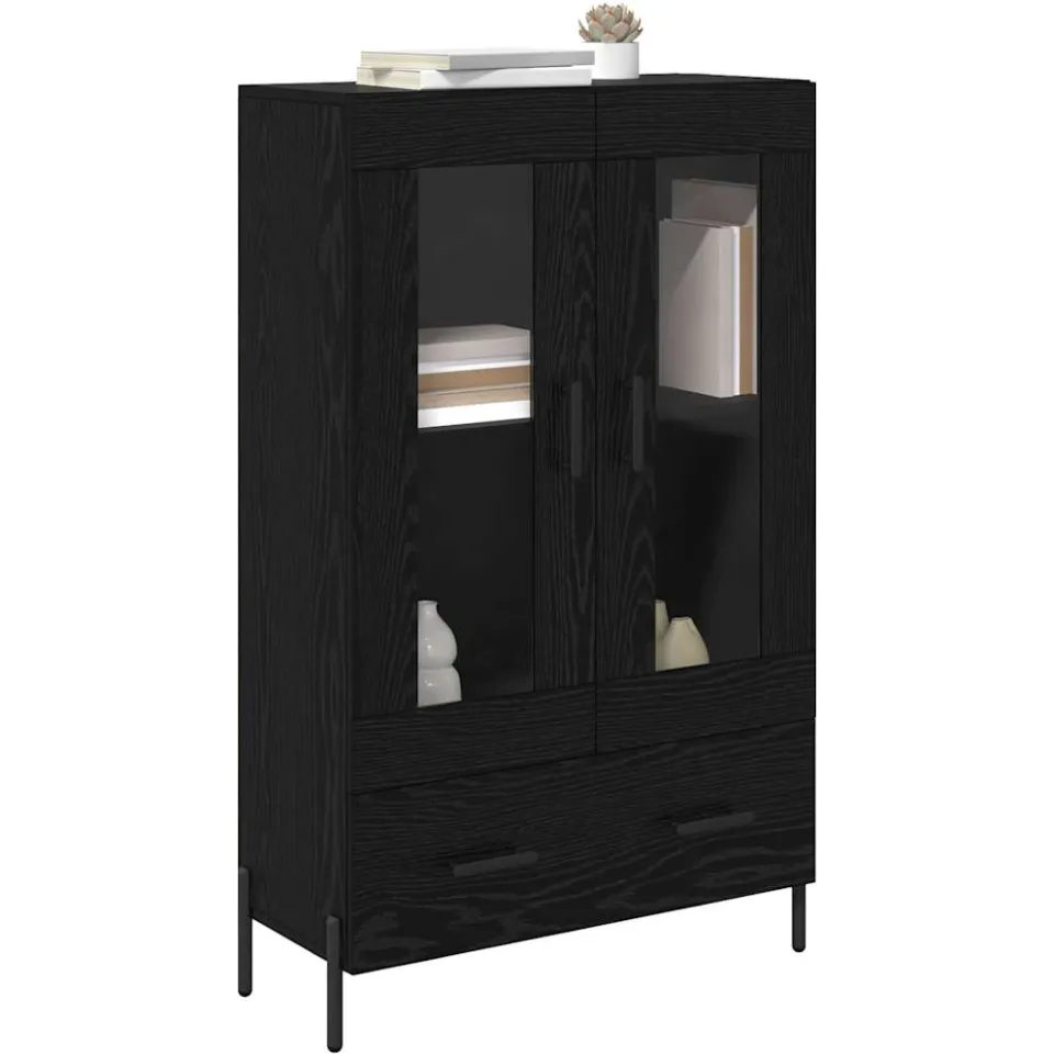 vidaXL Highboard CORONA Zwart Eiken 69,5 x 31 x 115 cm Bewerkt hout
