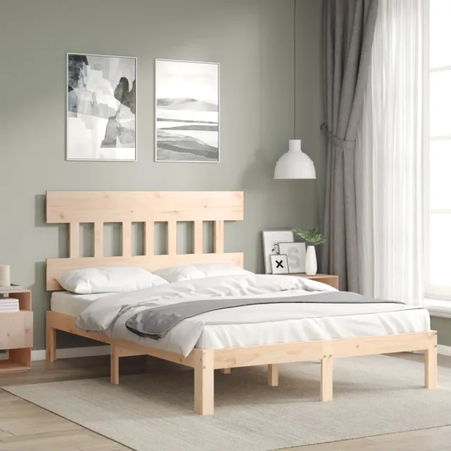 vidaXL Bedframe met hoofdbord massief hout Bruin