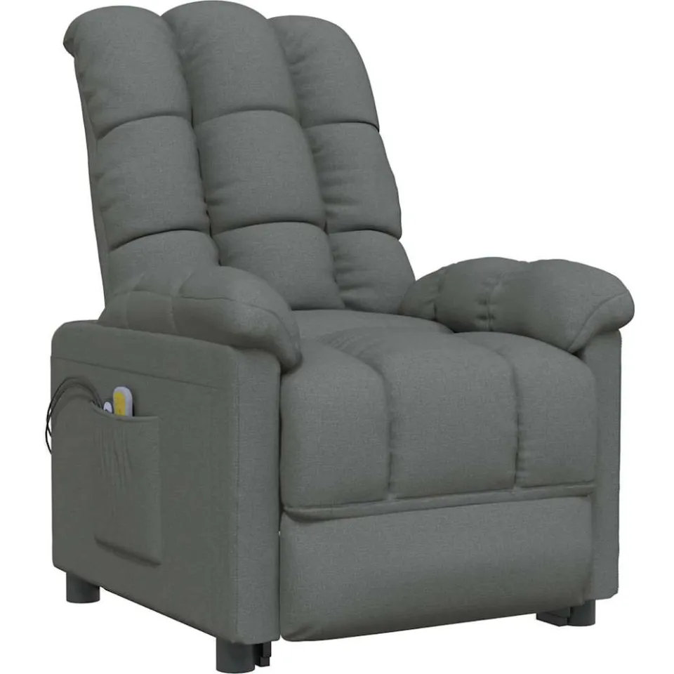 vidaXL Massagestoel elektrisch stof donkergrijs