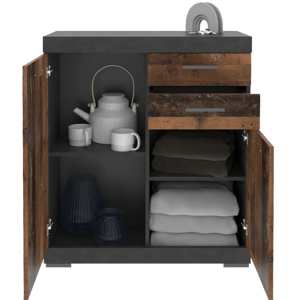 Opbergkast Hermes Vintage 80x50x90 cm - 2 bruin | grijs, foto 4