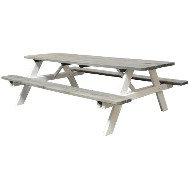 GoedkopePicknicktafels.nl Grijs/Wit 240cm Lange Picknicktafel | Tuintafel 8 persoons | De Luxe 240cm Lang | Geïmpregneerd Grenen Hout!