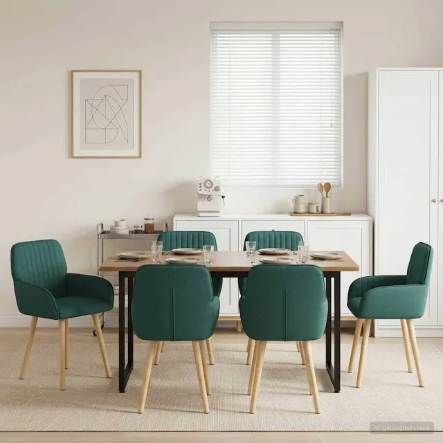 vidaXL Eettafelstoelen 6 st Stof Donkergroen 56,5 x 50 x 87,5 cm