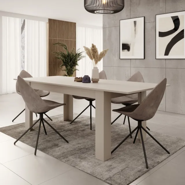 MEUBELLA Eetkamertafel Uverta - Beige - 220 cm - Uitschuifbaar