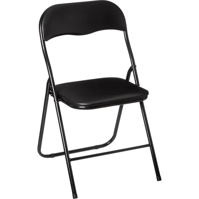 5 Five Simply Smart Klapstoel met pvc zitting - Zwart - 44 x 48 x 79 cm - Metaal - Bijzet stoelen - Inklapbaar