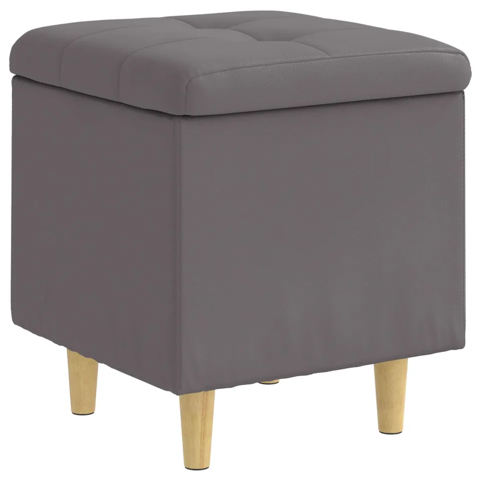 vidaXL Ottoman met Opbergruimte Grijs 40 x 40 x 45 cm Kunstleer, foto 3