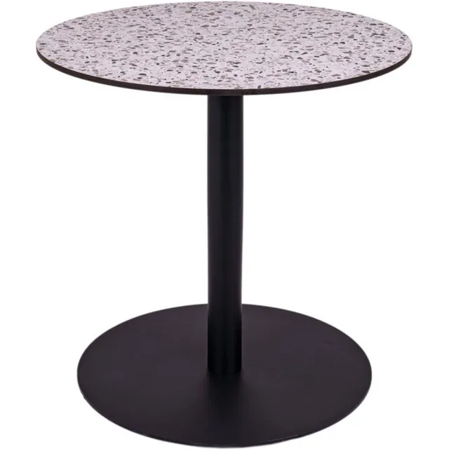 MaximaVida ronde HPL terrazzo eettafel Lucca 75 cm - zware 40 kg uitvoering Wit