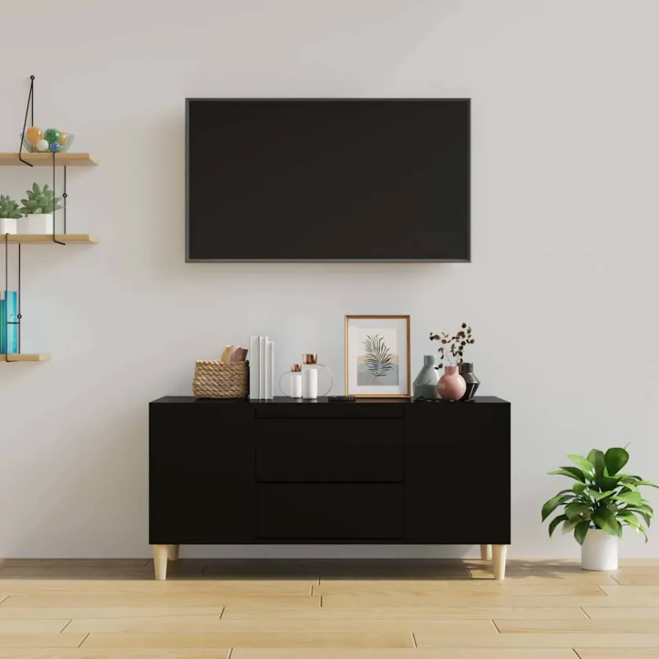 vidaXL Tv-meubel 102x44,5x50 cm bewerkt hout zwart, foto 3