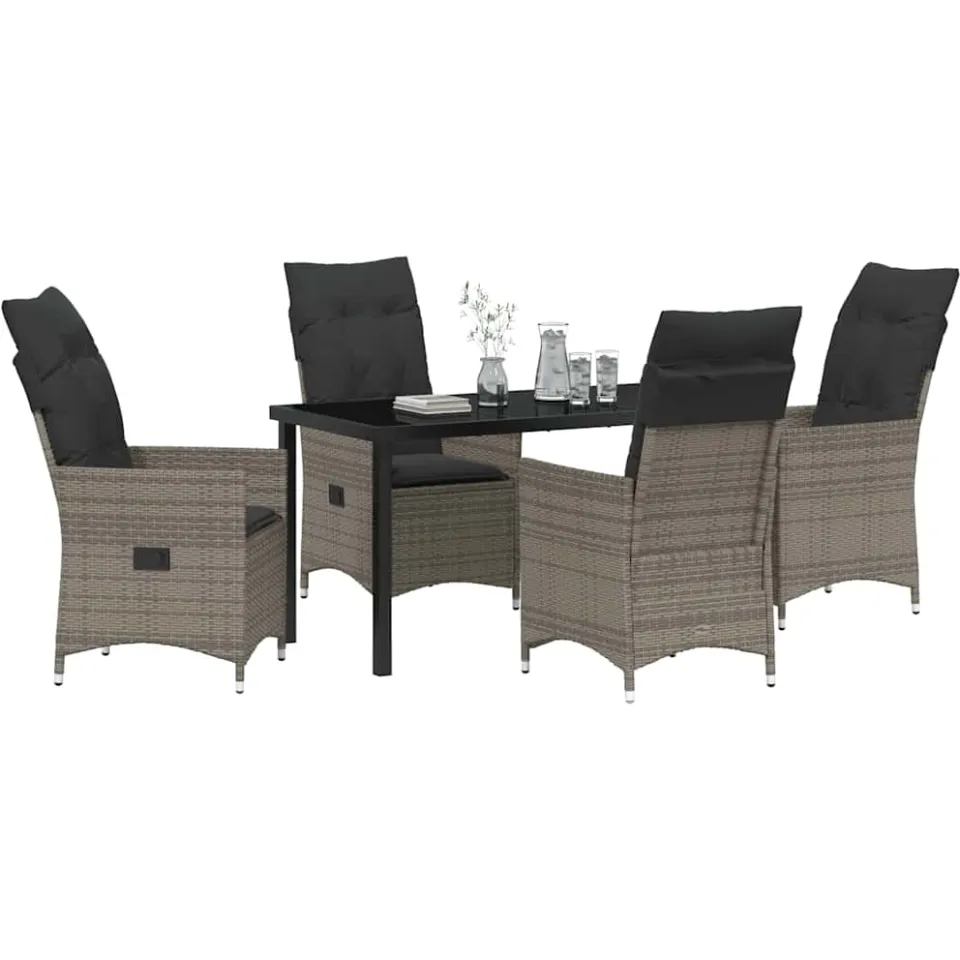 vidaXL Tuin eettafelset 5 st Grijs poly rattan