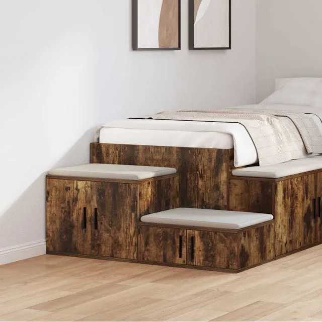 vidaXL Opbergkast 2 st Gerookt eiken 127 x 41 x 40 cm Bewerkt hout Bruin