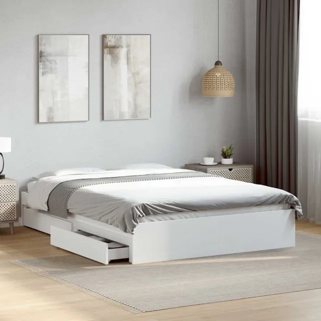 vidaXL Bedframe met lades bewerkt hout wit 120x190 cm