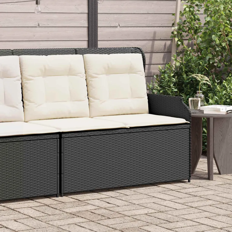 vidaXL Tuinbank 2-zits Zwart en Cream Wit poly rattan, foto 3