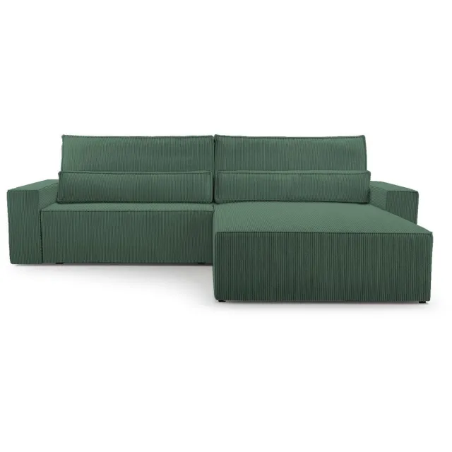 AJE Meubles B.V. Hoekbank met Slaapfunctie - 297 x 200 x 85 cm - Comfortabele en Stijlvolle Familiebank - DENVER L - Poso 14 Donkergroen