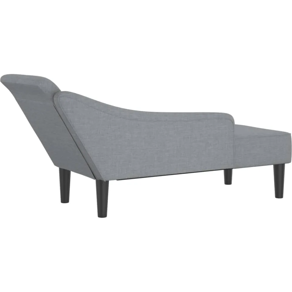 vidaXL Chaise longue met kussens stof lichtgrijs grijs, foto 4