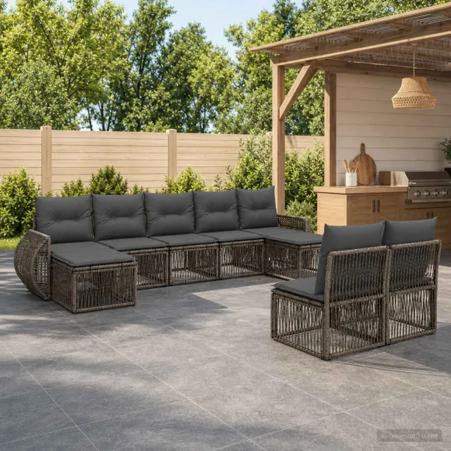 vidaXL Tuinbankenset 9 st 9-zits Grijs en Donkergrijs poly rattan, foto 2