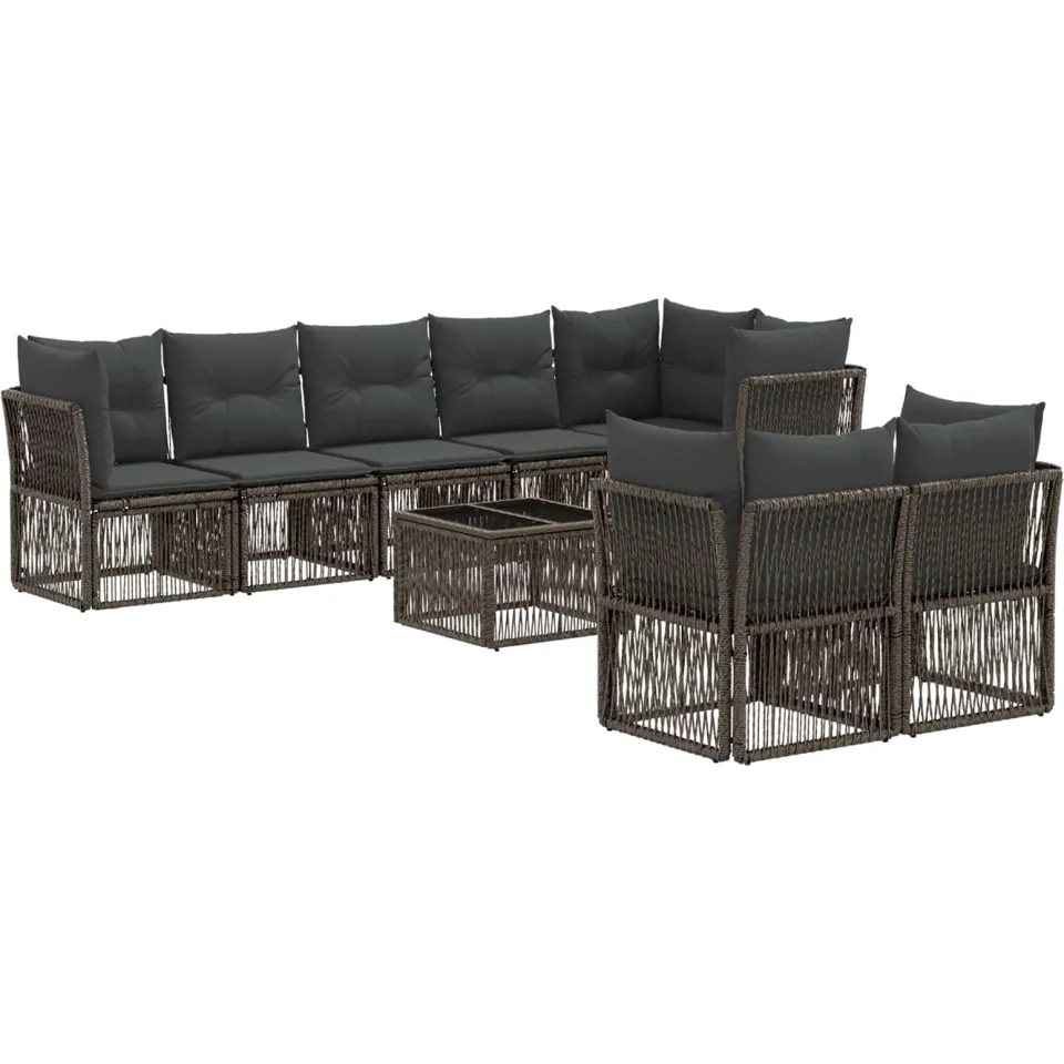 vidaXL Tuinbankenset 9 st Grijs poly rattan, foto 3