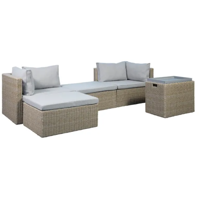 Meubelplaats Loungeset Madeira - PE-wicker - 74x134x67 cm - 6-delig - modulair - tuinset Bruin