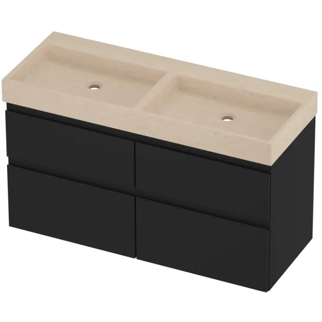 Proline Evoli Badmeubelset Hardsteen Loft Dubbel 120x46x70 cm Sand Stone Mat Zwart