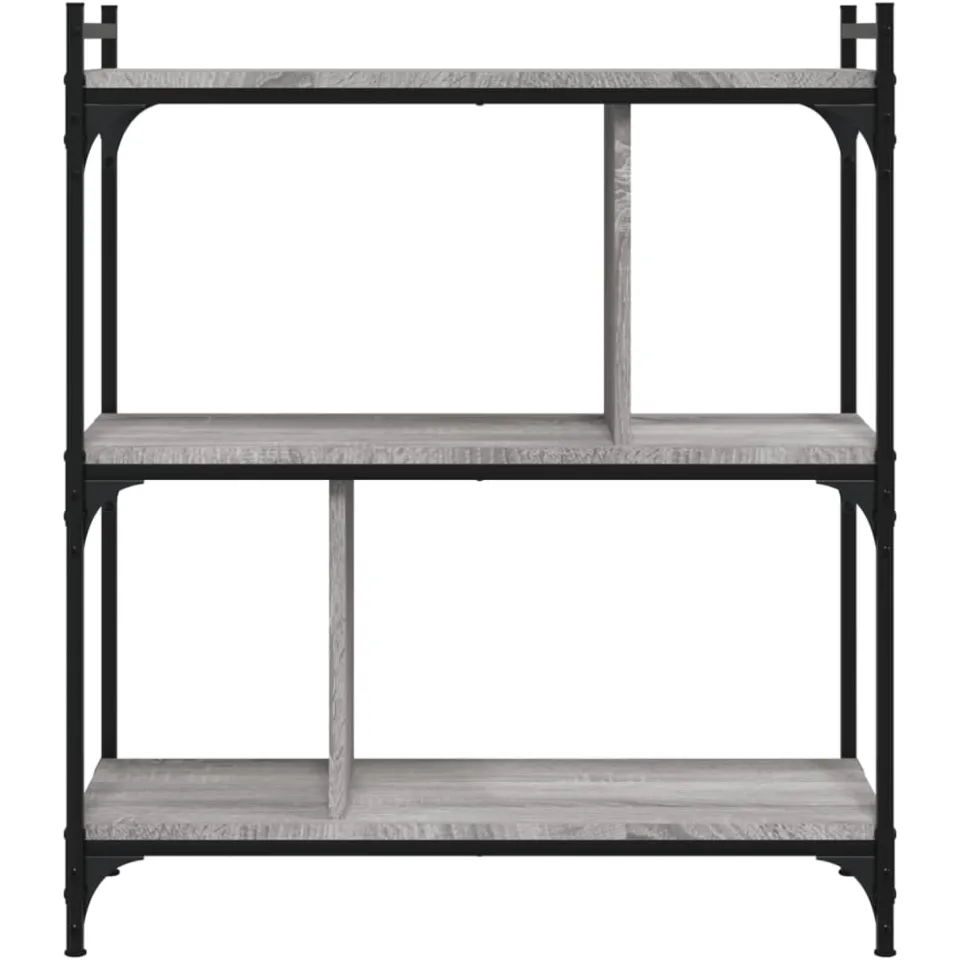 vidaXL Boekenkast 3-laags 76x32x88 cm bewerkt hout grijs sonoma, foto 4