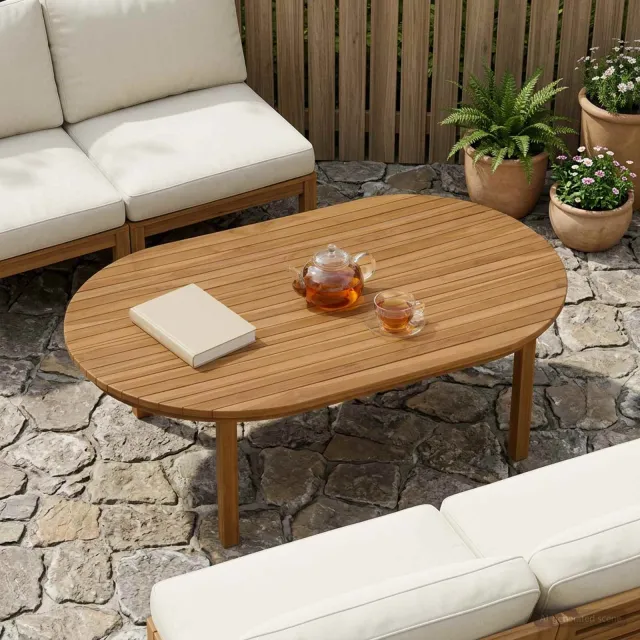 vidaXL Tafelblad 120 x 70 x 3,5 cm Ovaal Massief Teakhout Naturel Bruin