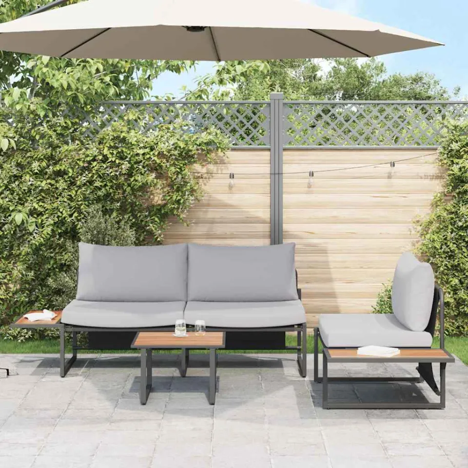 vidaXL Tuin eettafelset 3 st Lichtgrijs Staal zwart, foto 3