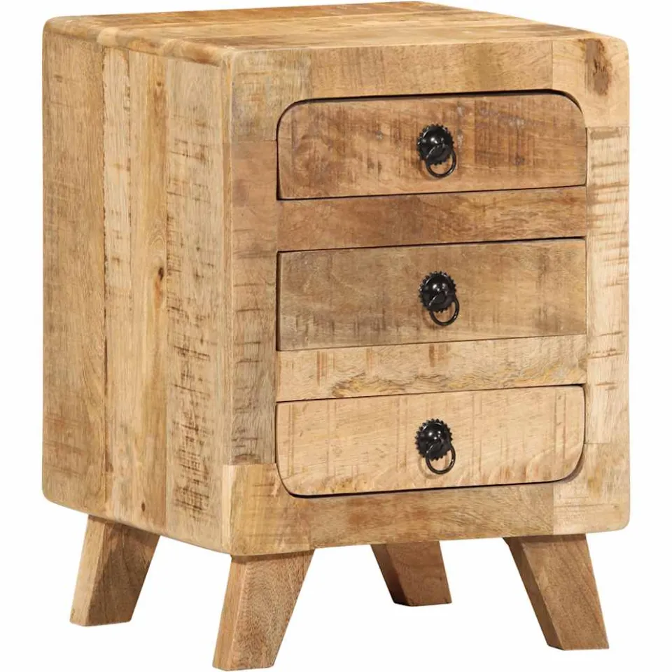 vidaXL Nachtkastje 2 st 37x32x50 cm massief hout ruw mangohout bruin, foto 3