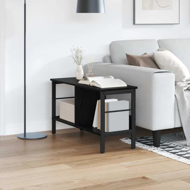 vidaXL Boekenkast 2-laags 82 x 32 x 47 cm Bewerkt hout Zwart Eiken, foto 2