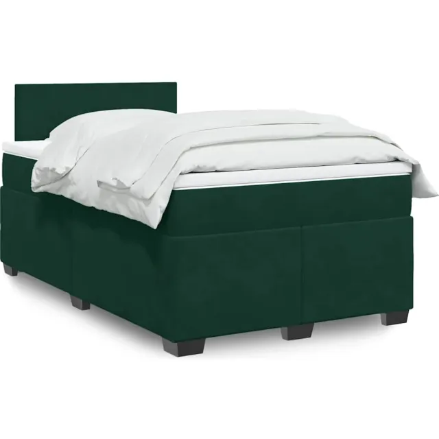 vidaXL Boxspring met matras fluweel donkergroen 120x190 cm groen