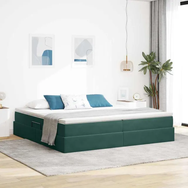 vidaXL Opbergbed met matras Donkergroen 200 x 200 cm Fluweel