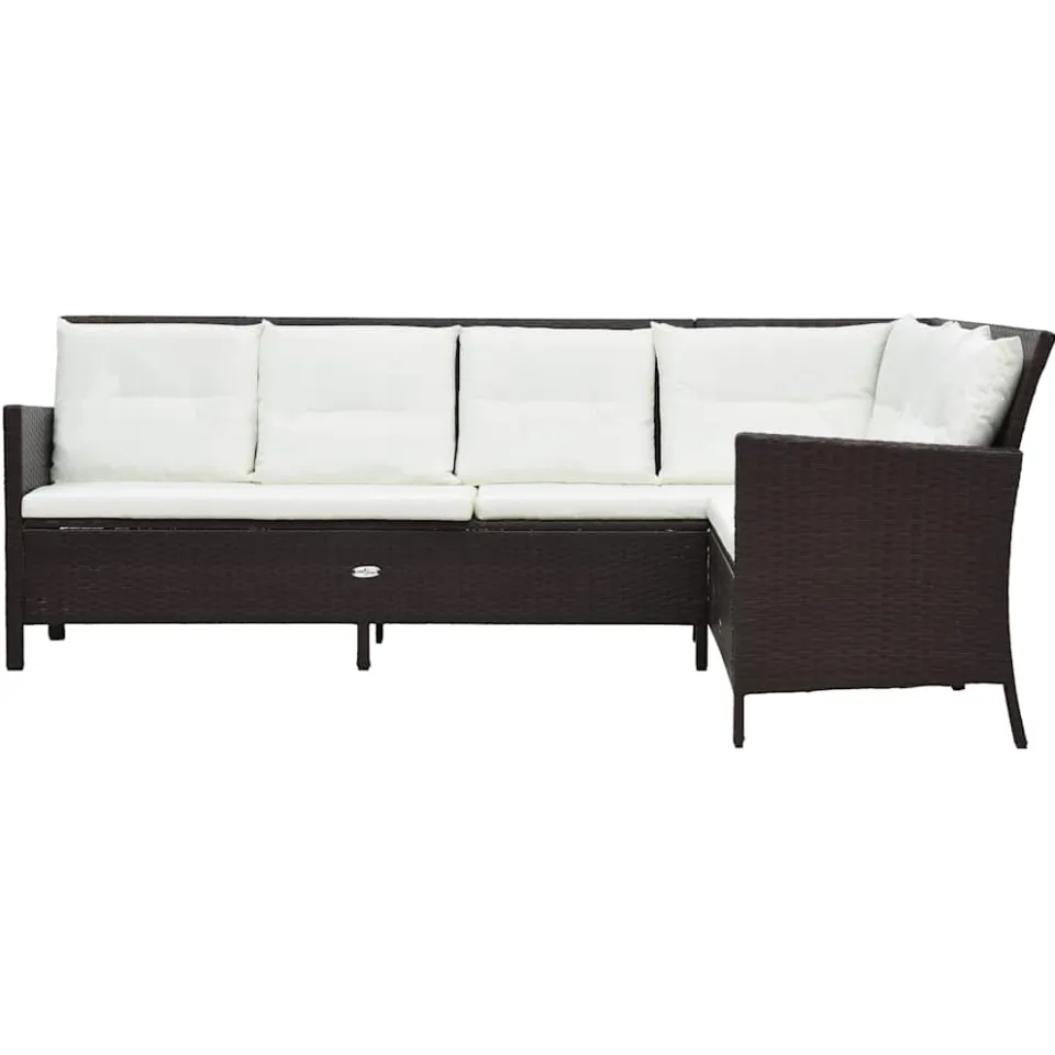 vidaXL 3-delige Loungeset met kussens poly rattan bruin, foto 3