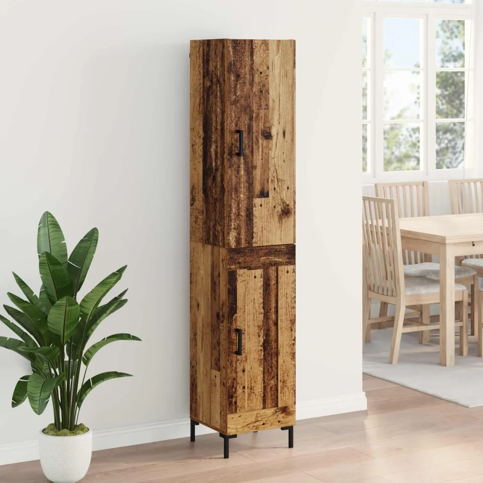 vidaXL Hoge kast Oud Hout 34,5 x 34 x 180 cm Bewerkt hout bruin, foto 4