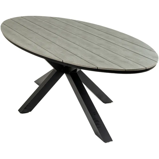 4 Seizoenen Tuinmeubelen Ovale tuintafel Cyprus 280 cm | 8 personen | Grey/Black | Polywood & aluminium