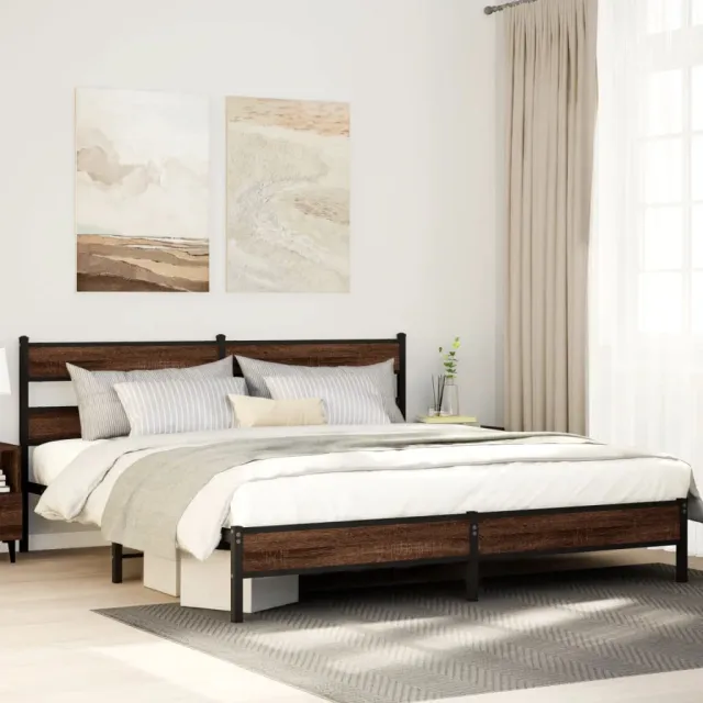vidaXL Bedframe zonder matras metaal bruin eikenkleur 180x200 cm