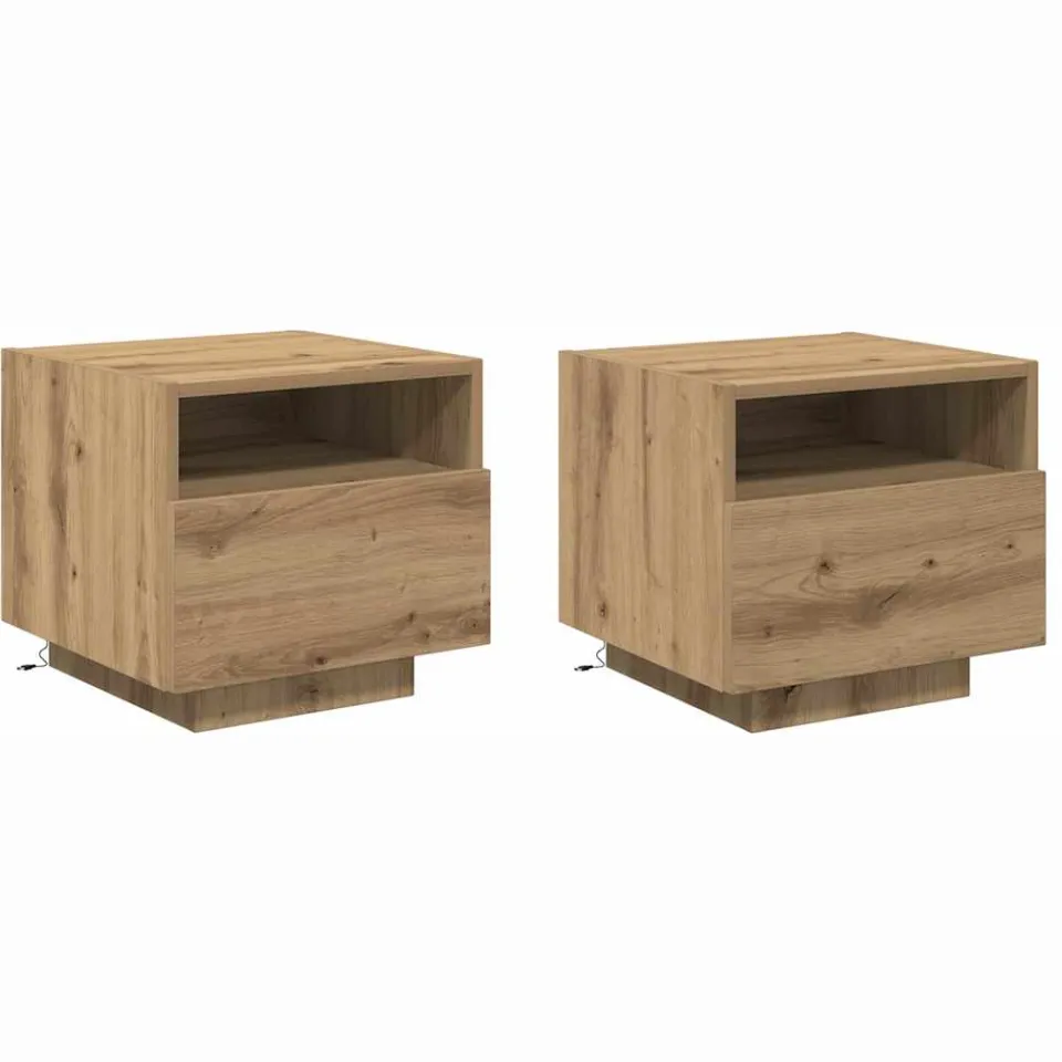vidaXL Nachtkastje 2 st Artisan Eiken 40 x 39 x 37 cm Bewerkt hout, foto 3