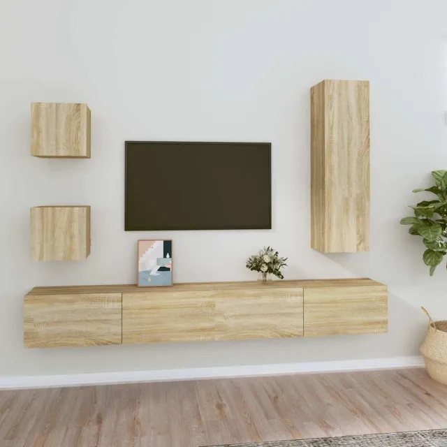 vidaXL 5-delige Tv-meubelset bewerkt hout sonoma eikenkleurig, foto 2