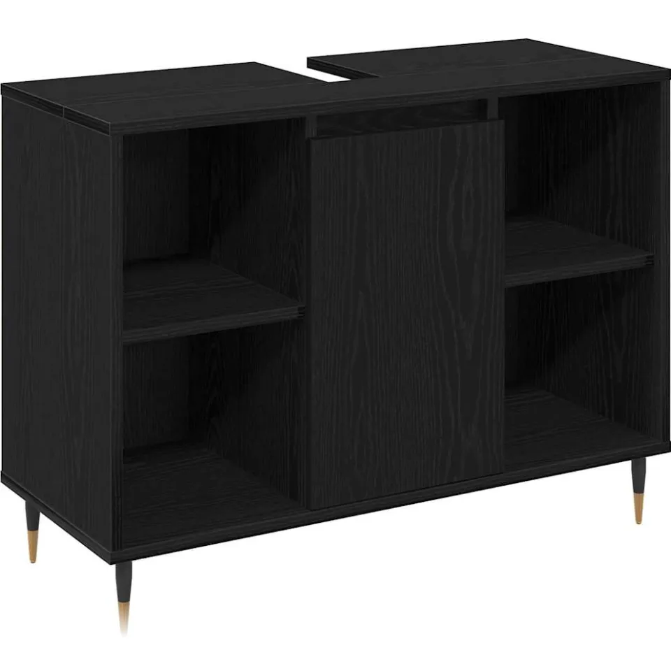 vidaXL Badkamermeubelset 3 st Zwart Eiken 30 x 30 x 180 cm, foto 3