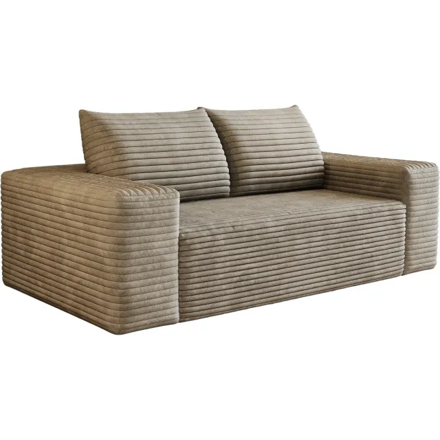 Merax 3-Zitsbank 180 cm - Ribstof - Diepe Zit - Zachte Schuimvulling - Modulaire Loungebank - Camelbruin Beige