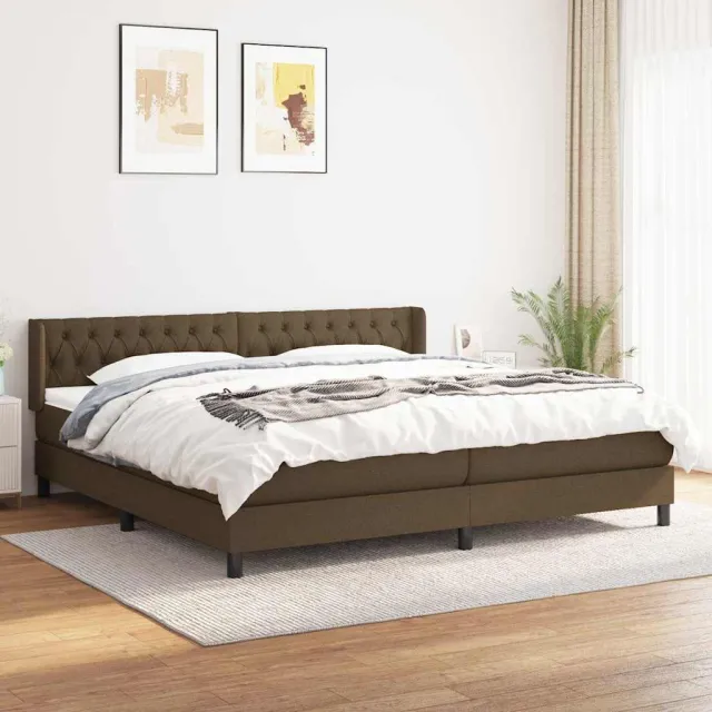 vidaXL Boxspring met matras stof donkerbruin 200x200 cm bruin