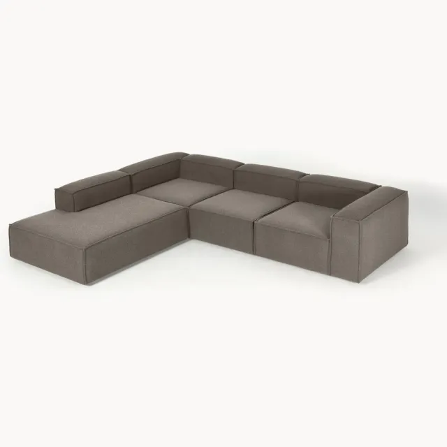 Westwing Collection Bouclé modulaire hoekbank Lennon (4-zits) Taupe