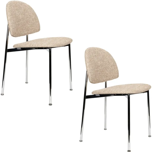 Zuiver Sunrise Eetkamerstoelen Chrome/Beige - Set van 2